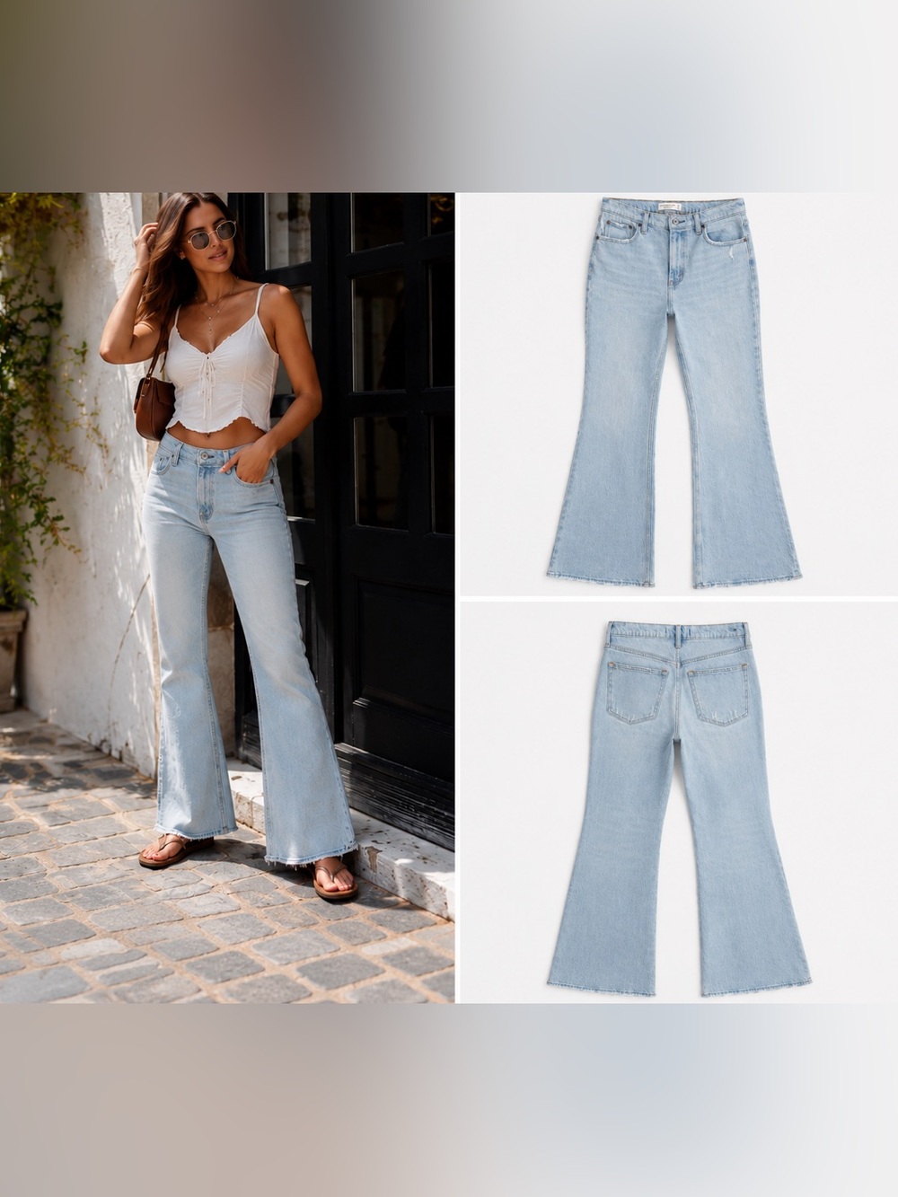 Abercrombie The Vintage Flare High Rise Jeans Light Wash 28 Short Raw Hem